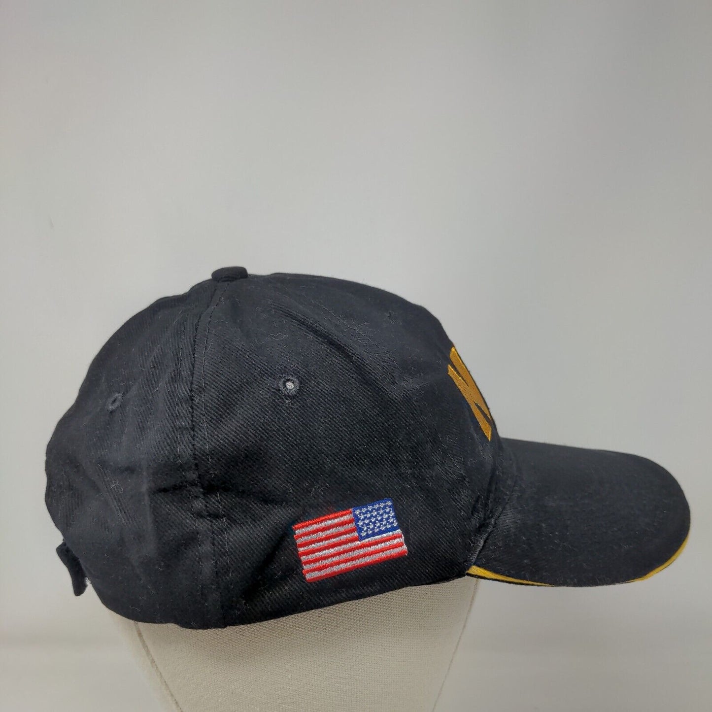 NRA Strapback Hat Black One Size Embroidered American Flag 6 Panel