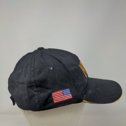 NRA Strapback Hat Black One Size Embroidered American Flag 6 Panel