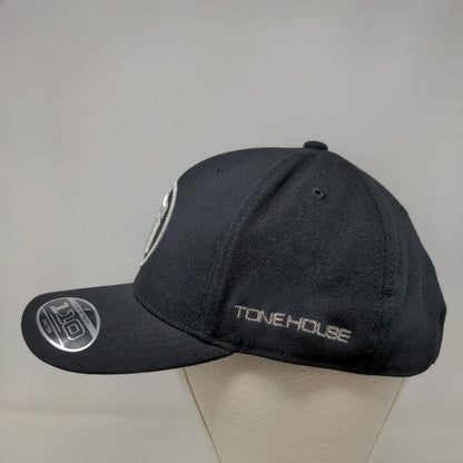 Flexfit 110 Men's Strapback Hat Black Embroidered ToneHouse Logo Polyester Blend