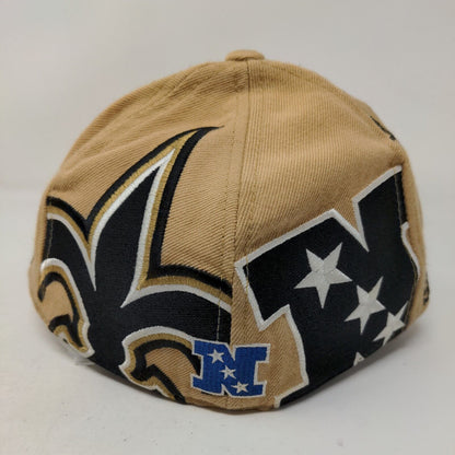 Reebok NFL Men's Fitted Hat Tan 7 1/4 Wool New Orleans Saints Embroidered Logo