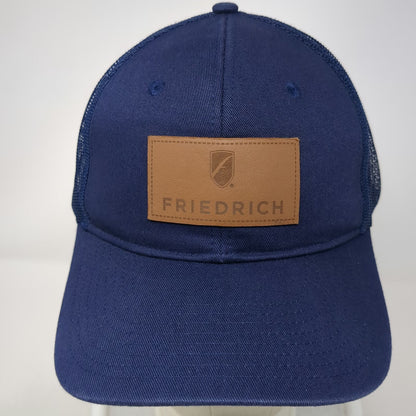 Port Authority Blue Trucker Hat One Size Friedrich Leather Patch Shield Logo