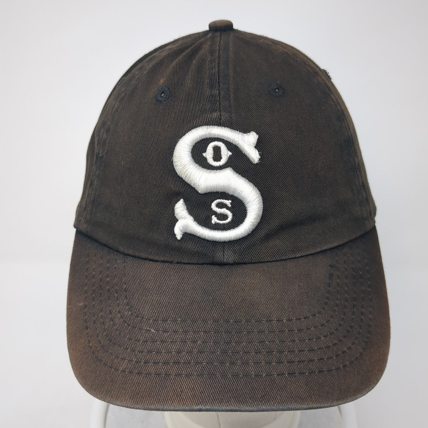 SOS Slideback Hat Brown One Size Adjustable Embroidered Solid 6 Panel
