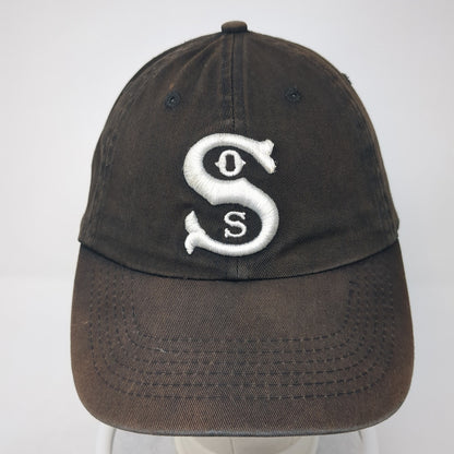 SOS Slideback Hat Brown One Size Adjustable Embroidered Solid 6 Panel