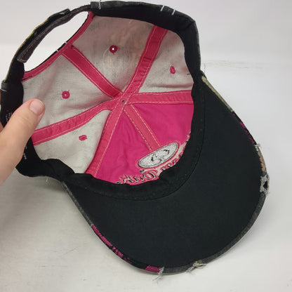 Mossy Oak Baseball Cap Black Pink One Size Lace Underlay Strapback Hat Camo Logo