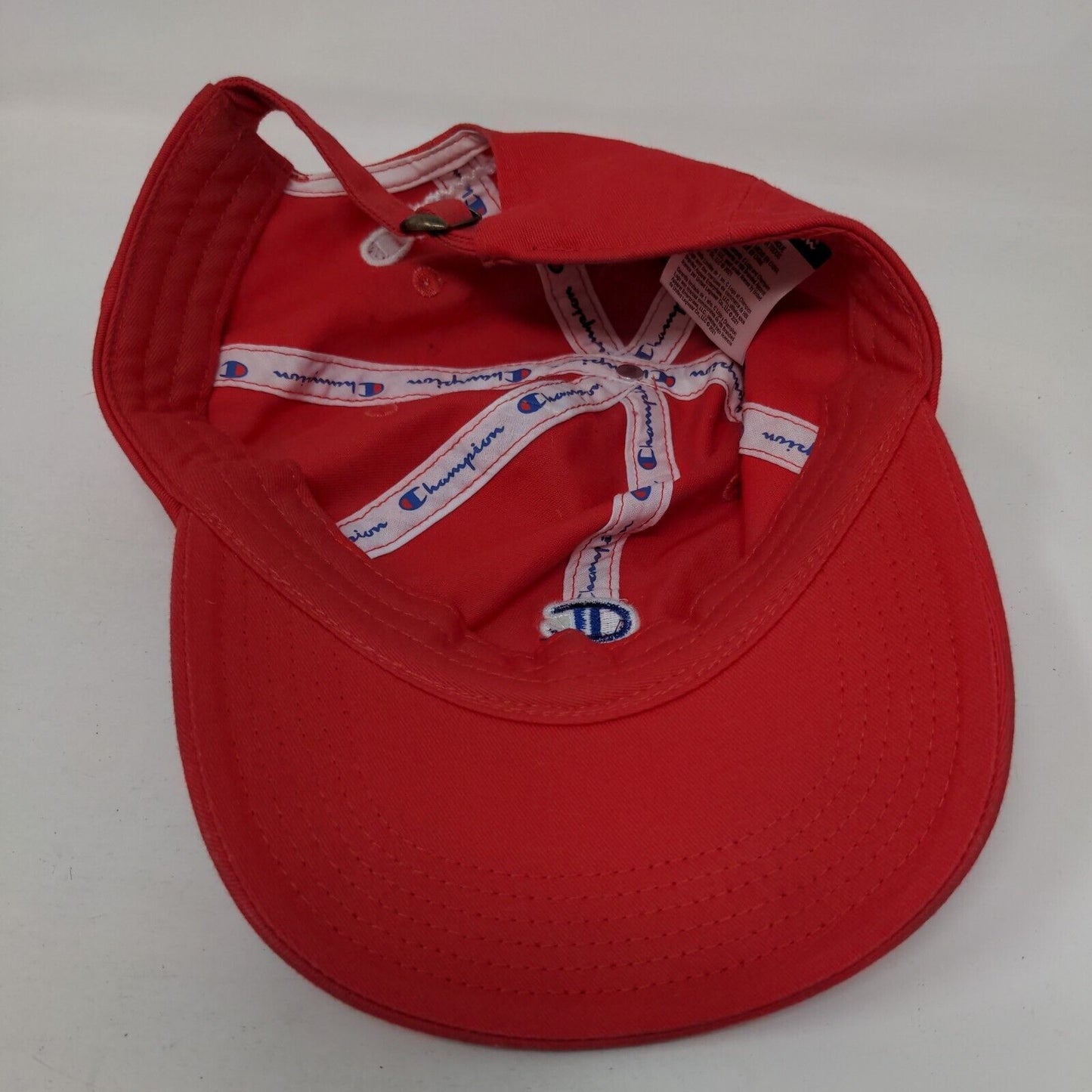 Champion C Logo Slideback Hat Red OSFA Adjustable Embroidered 6 Panel