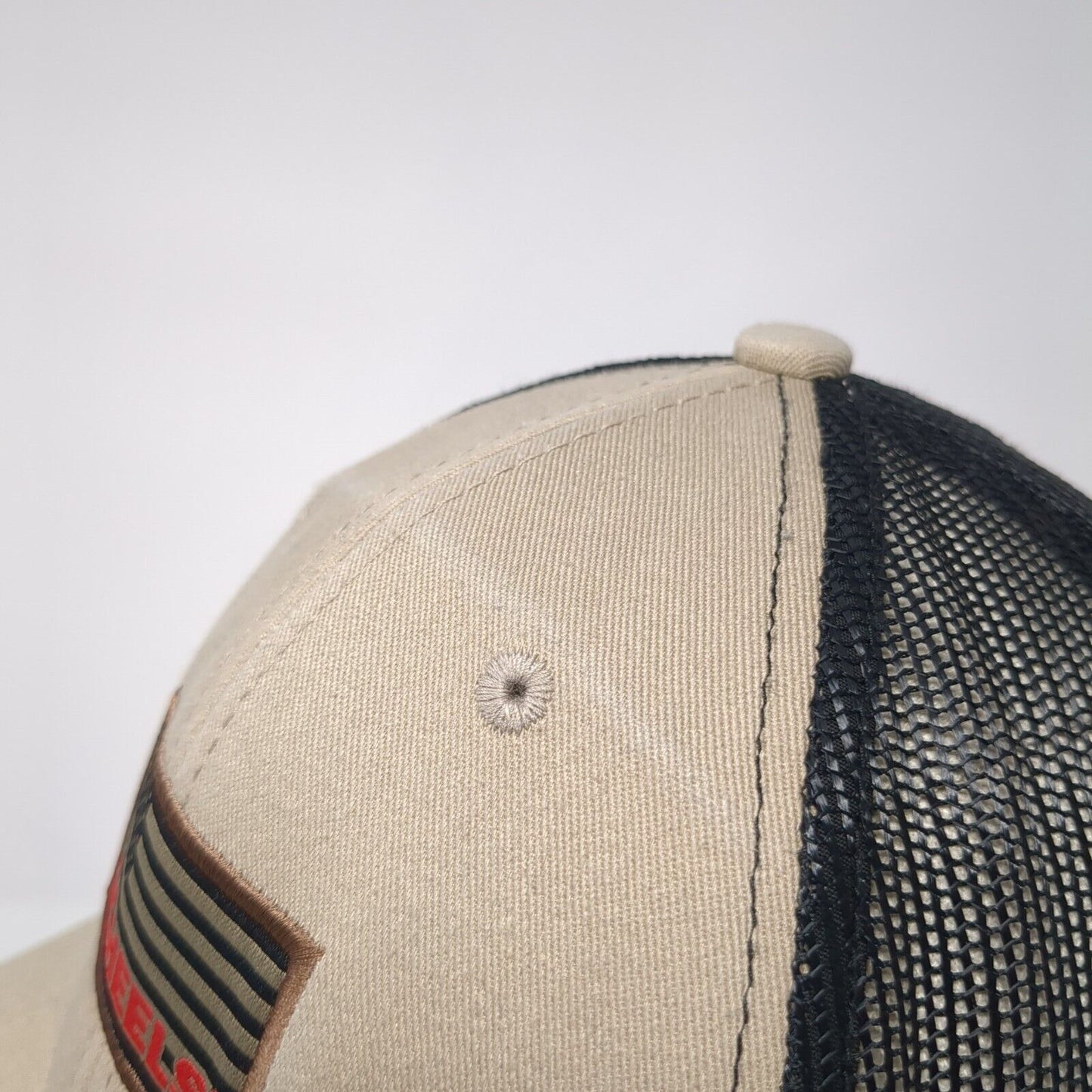 Scheels USA Flag Snapback Trucker Hat Tan One Size Mesh Back 6 Panel