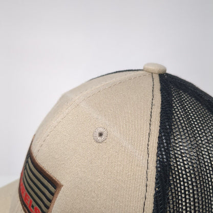 Scheels USA Flag Snapback Trucker Hat Tan One Size Mesh Back 6 Panel
