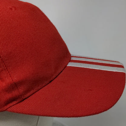 Unbranded Strapback Hat Red One Size Adjustable Embroidered Striped