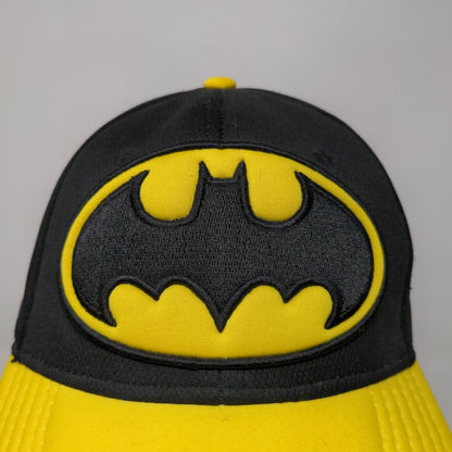 Batman Men's Snapback Hat Black Yellow Embroidered Big Logo Adjustable