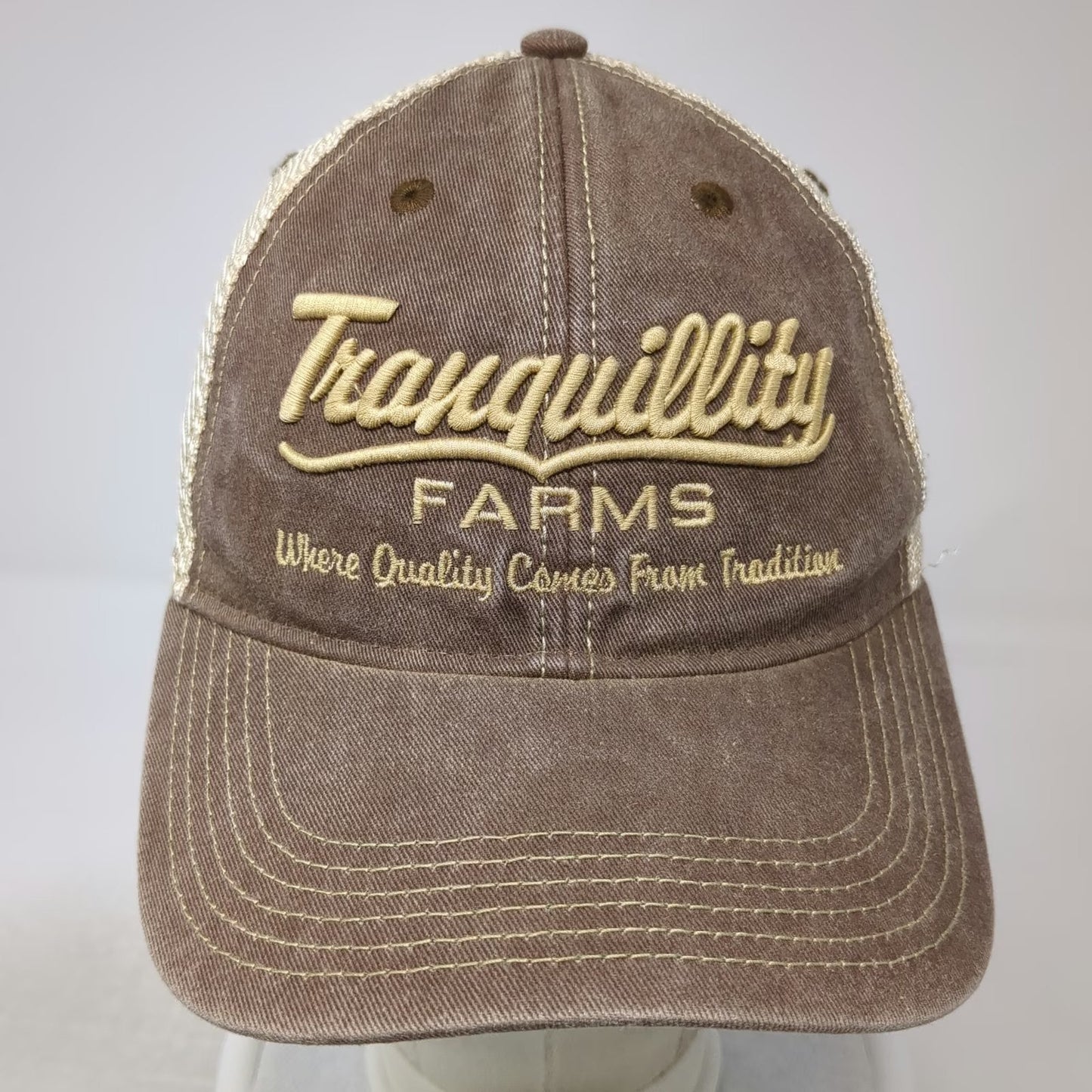 Legacy Trucker Hat Brown One Size Tranquillity Farms Allamuchy NJ American Flag