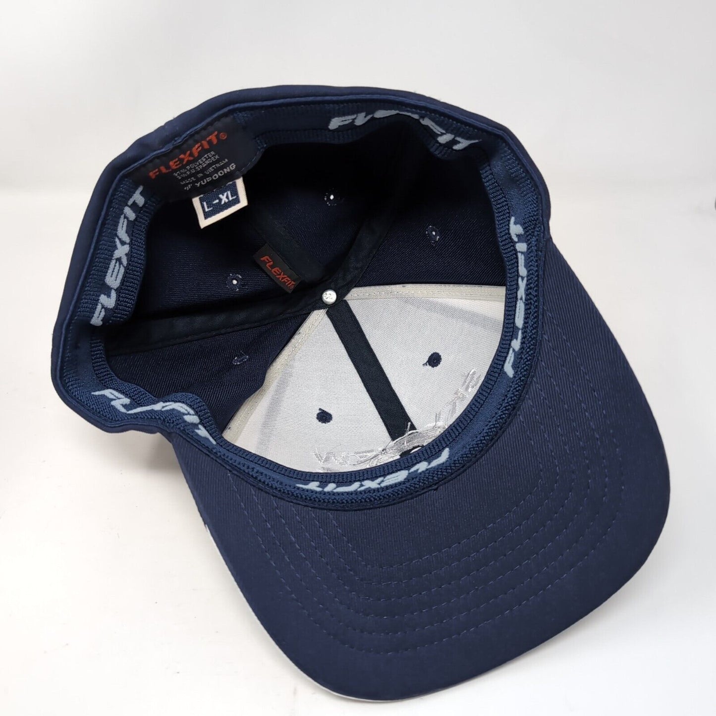 Sky View Hawks Fitted Hat Blue L/XL Flexfit Vented Holes 6 Panel Yupoong