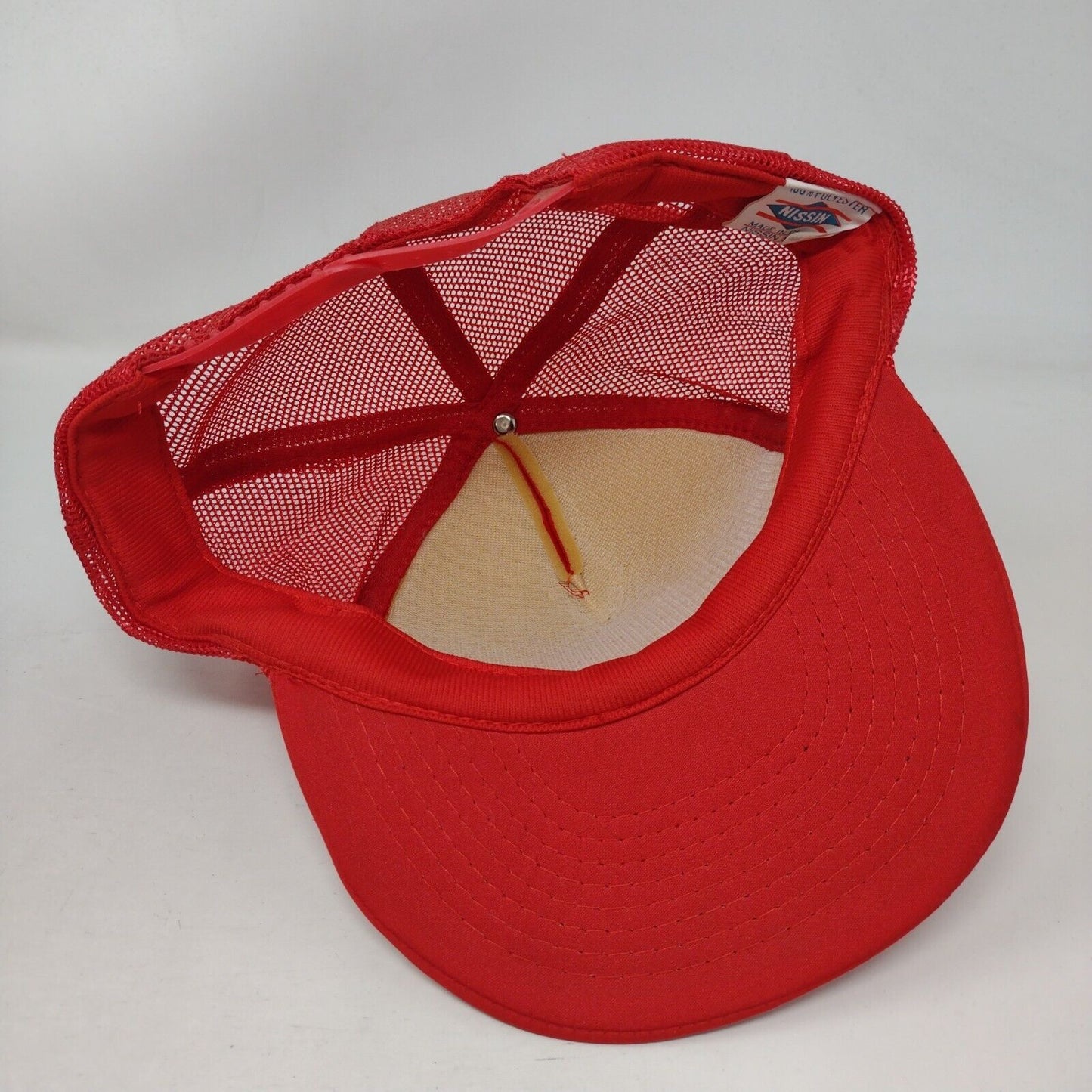 Mr. Wizard Auto Body Snapback Trucker Hat Red OSFA Adjustable Mesh Back Nissin