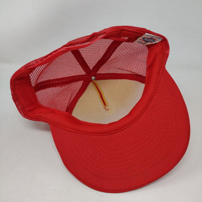 Mr. Wizard Auto Body Snapback Trucker Hat Red OSFA Adjustable Mesh Back Nissin