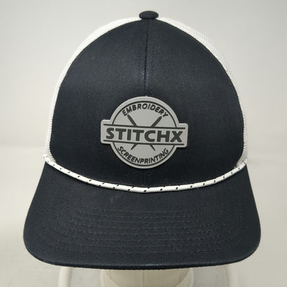 Pacific Headwear Trucker Hat Black White One Size Mesh Back Snapback Rope Patch