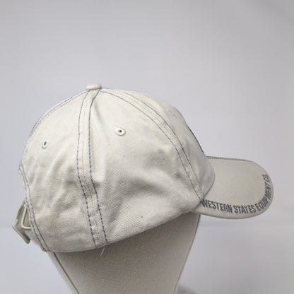 CAT Strapback Hat Tan One Size Adjustable Embroidered Striped 6 Panel