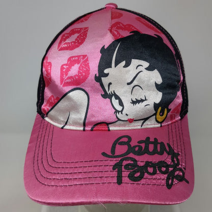 Betty Boop 5 Panel Pink Black One Size Hat Satin Graphic Snapback Kisses
