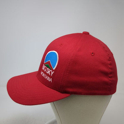 Flexfit Baseball Cap Red M Big Sky Montana Mountain Logo Elastic Headband Hat