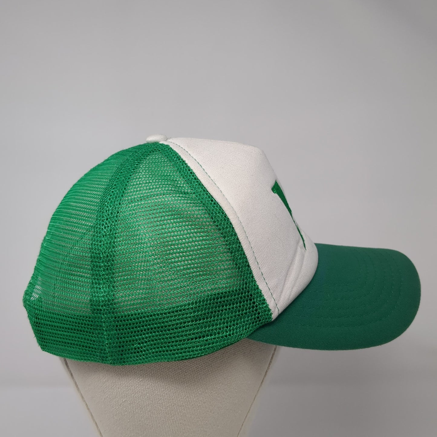 Letter M Snapback Mesh Back Trucker Hat Green One Size Embroidered Logo