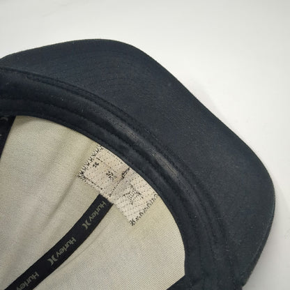 Hurley Trucker Hat Black One Size Mesh Snapback Flat Brim Yupoong Surf Logo