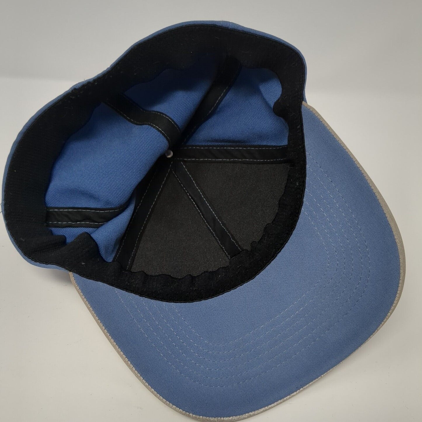 Russell Fitted Hat Blue One Size Stretch Gray Trim 6 Panel Outdoor
