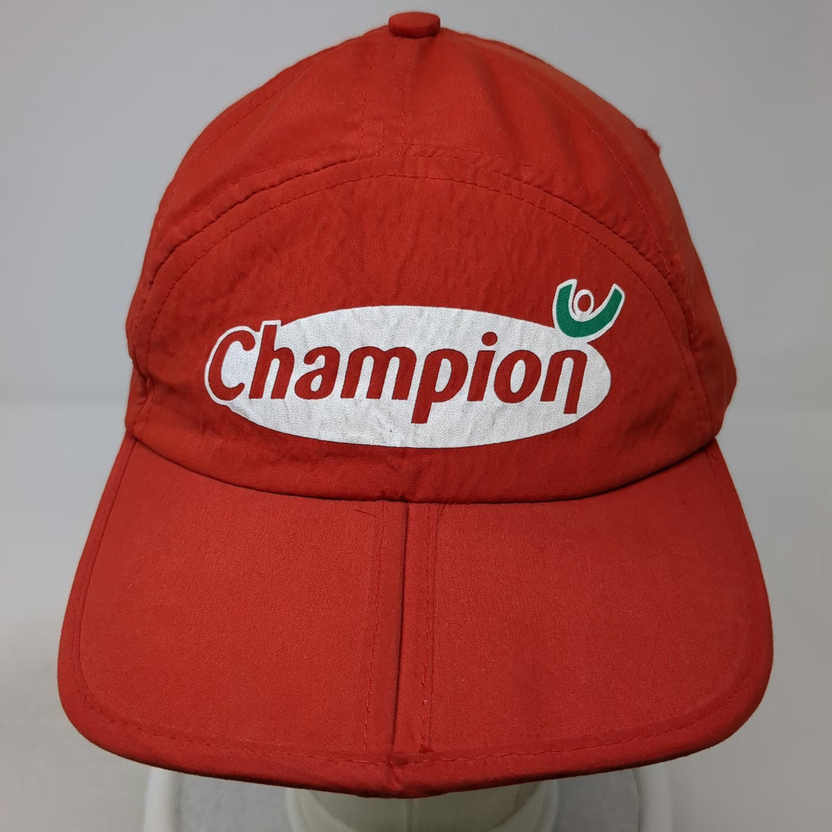 Champion Baseball Cap Red One Size Polka Dot Strapback Polyester Hat Logo Oval