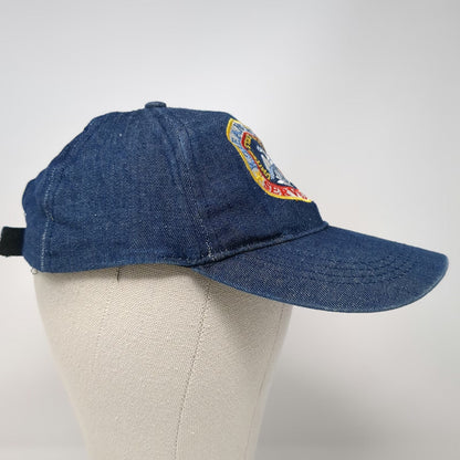 Baseball Cap Blue One Size Korean War Veteran Patch Denim Strapback Eagle Hat