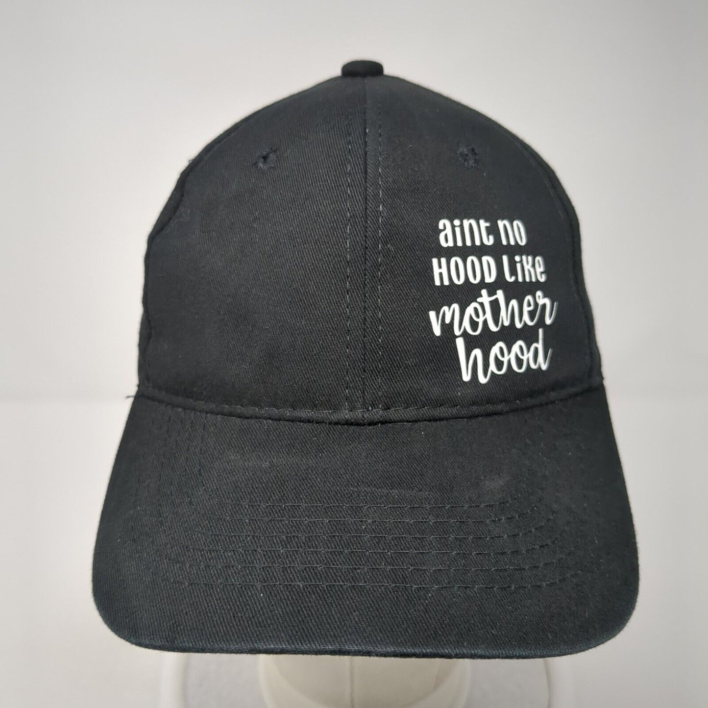 Aint No Hood Like Motherhood Strapback Hat Black One Size Adjustable George