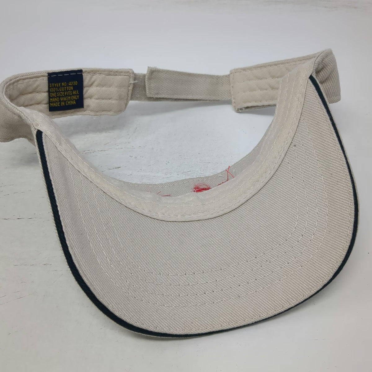 Carle Logo Visor Hat Beige Red Blue One Size Strapback Cotton Embroidered Curved