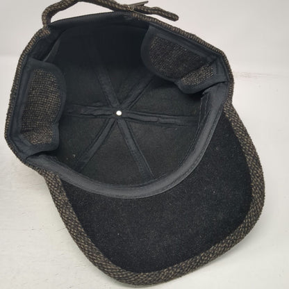 Ediko Baseball Cap Gray One Size Tweed Golf Ear Flaps Slideback Textured Hat