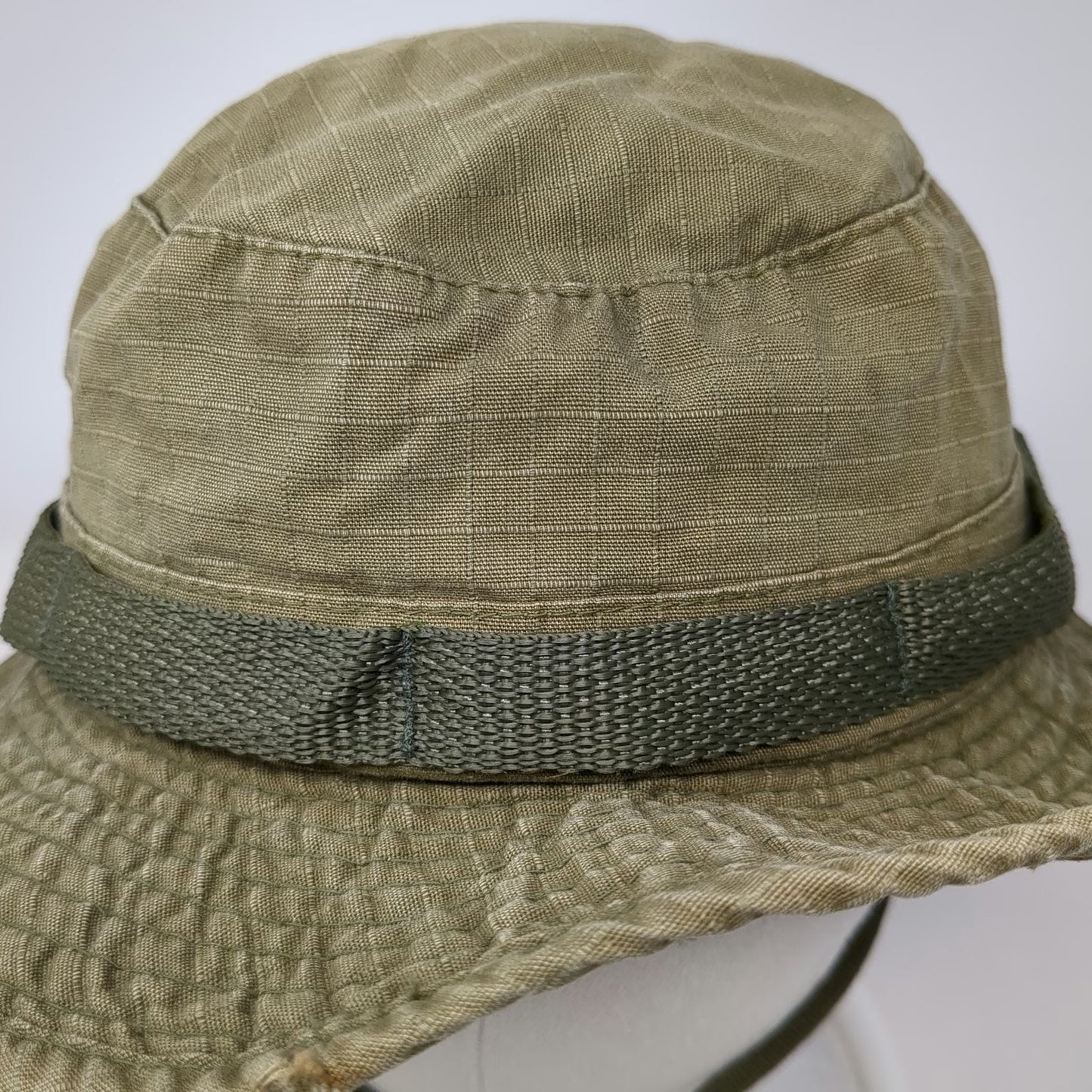 Green Bucket Hat 7 1/2 Fitted Chin Strap Wide Brim Military Sun Protection Hat