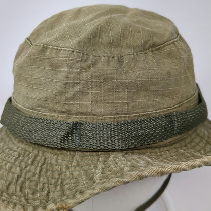 Green Bucket Hat 7 1/2 Fitted Chin Strap Wide Brim Military Sun Protection Hat