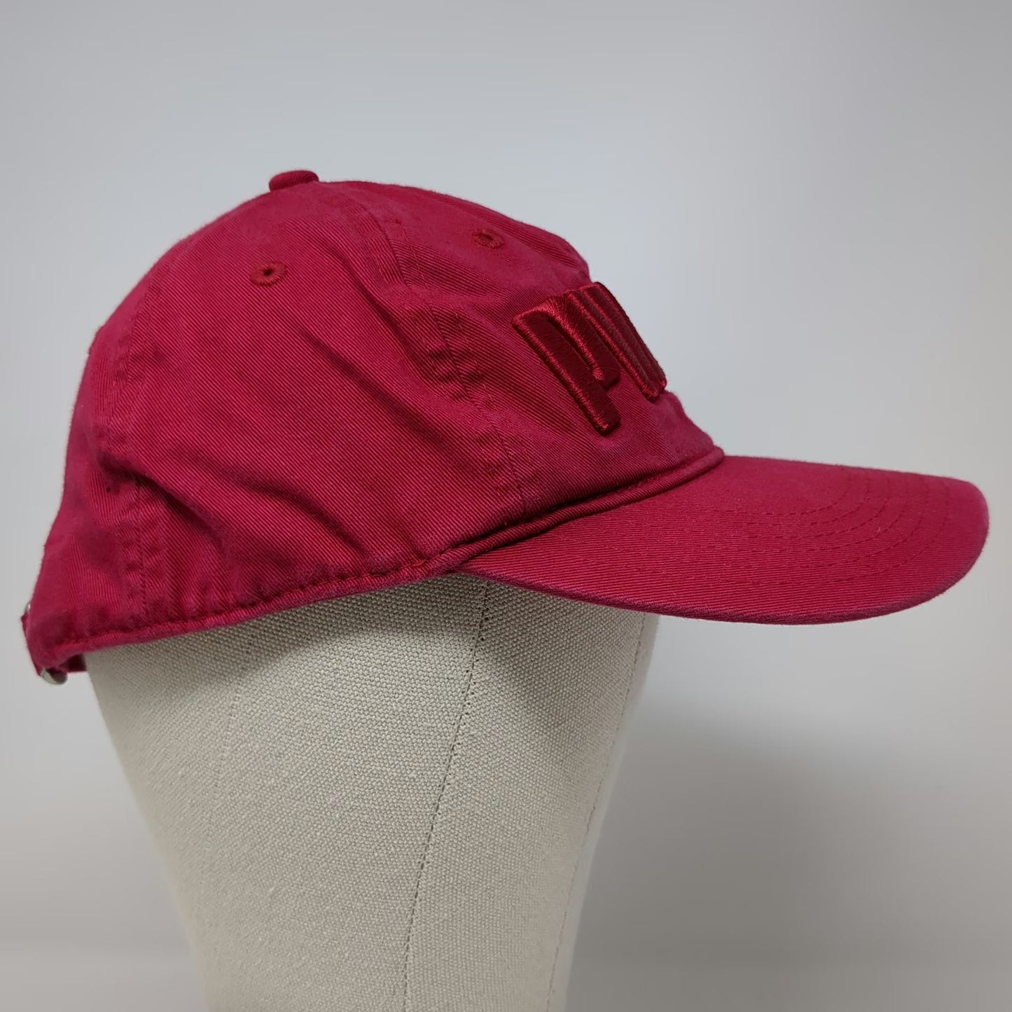 Puma Baseball Cap Red One Size Raised Embroidery Slideback Logo Hat Cotton