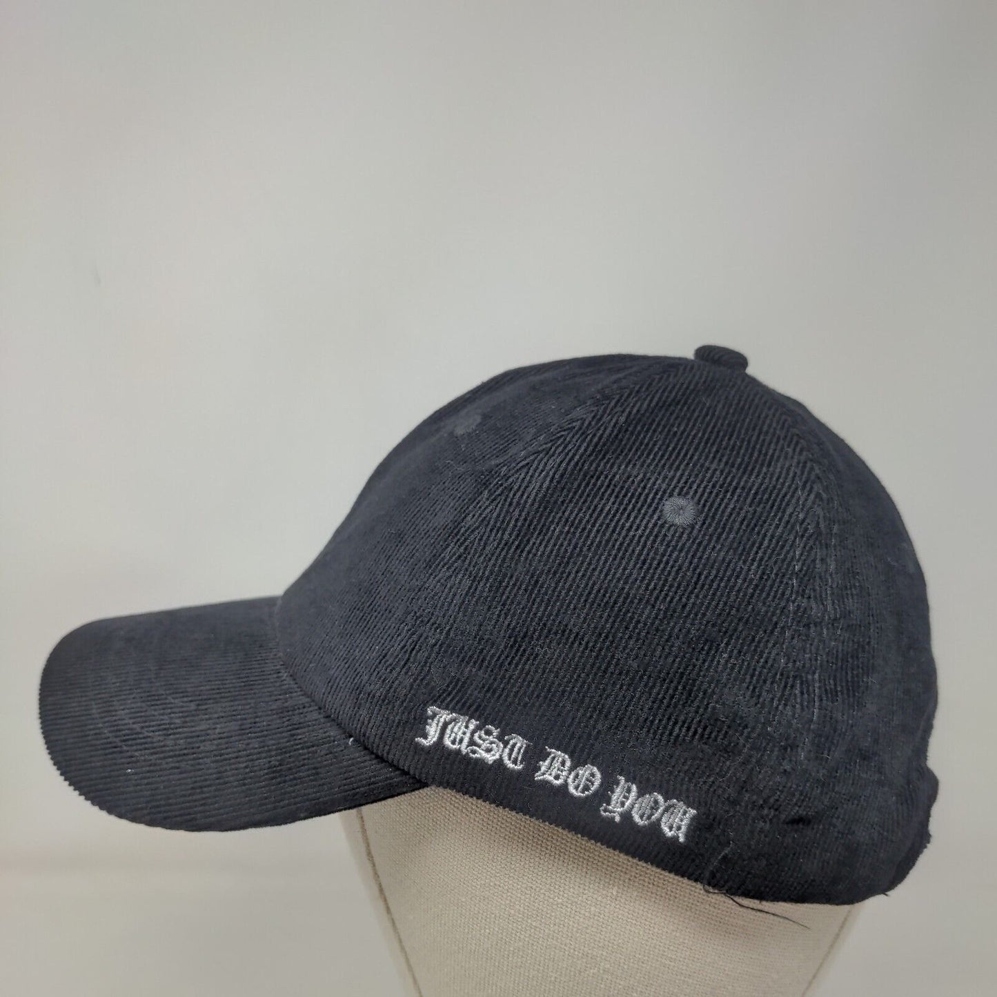 Just Do You Slideback Hat Black One Size Adjustable Corduroy 6 Panel Blank
