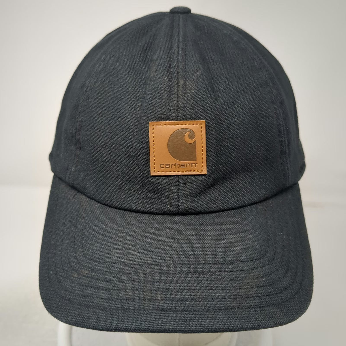 Carhartt Baseball Cap Black XL Fitted Ear Flaps Leather Patch Work Outdoor Hat