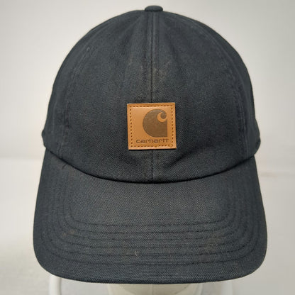 Carhartt Baseball Cap Black XL Fitted Ear Flaps Leather Patch Work Outdoor Hat