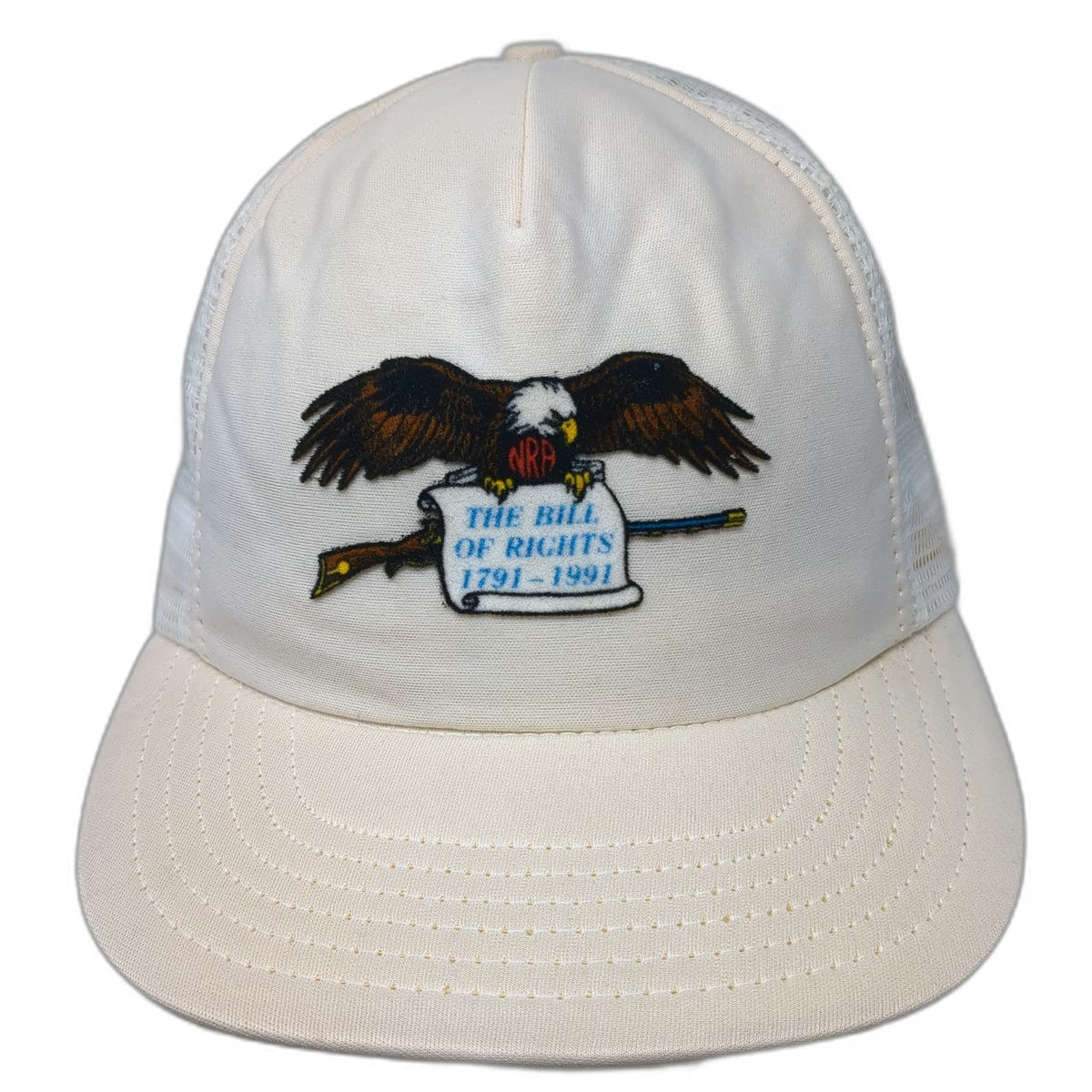 NRA Trucker Hat White One Size Bill of Rights 1791-1991 Eagle Rifle USA Made
