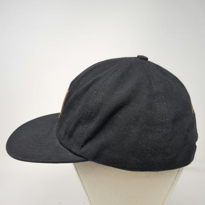 Carhartt Snapback Hat Black Made In USA Leather Patch Back Embroidery Vintage