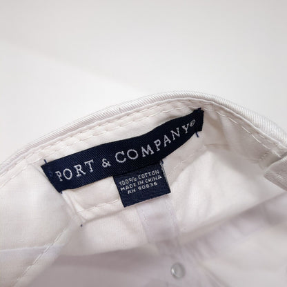 Port & Company Strapback Hat White OS Adjustable Vented Holes 6 Panel Blank