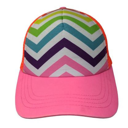 Rainbow Chevron Snapback Trucker Hat Multicolor One Size Adjustable Mesh Back