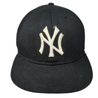 New Era New York Yankees MLB Black One Size Snapback Hat Flat Brim Embroidered