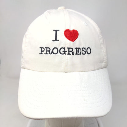 I Love Progreso Slideback Hat Cream One Size Adjustable Embroidered 6 Panel