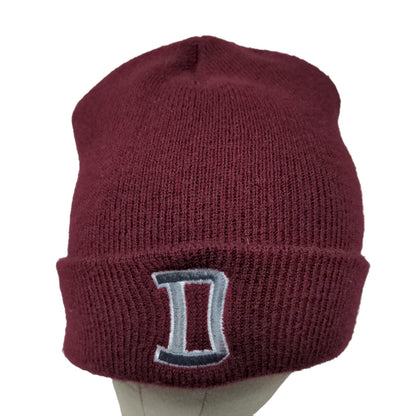 Unbranded Men's Knit Beanie Ski Cap Hat Red Embroidered D Warriors Logo