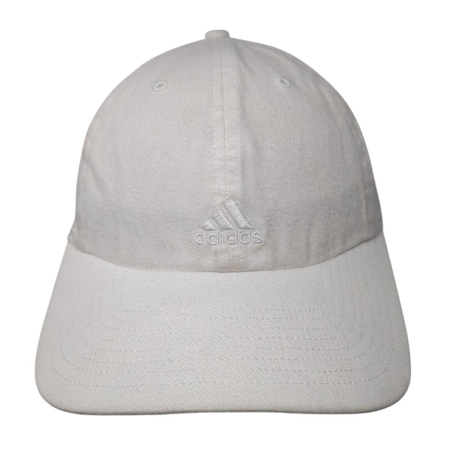 Adidas Slideback Hat White One Size Adjustable Embroidered 6 Panel Cotton