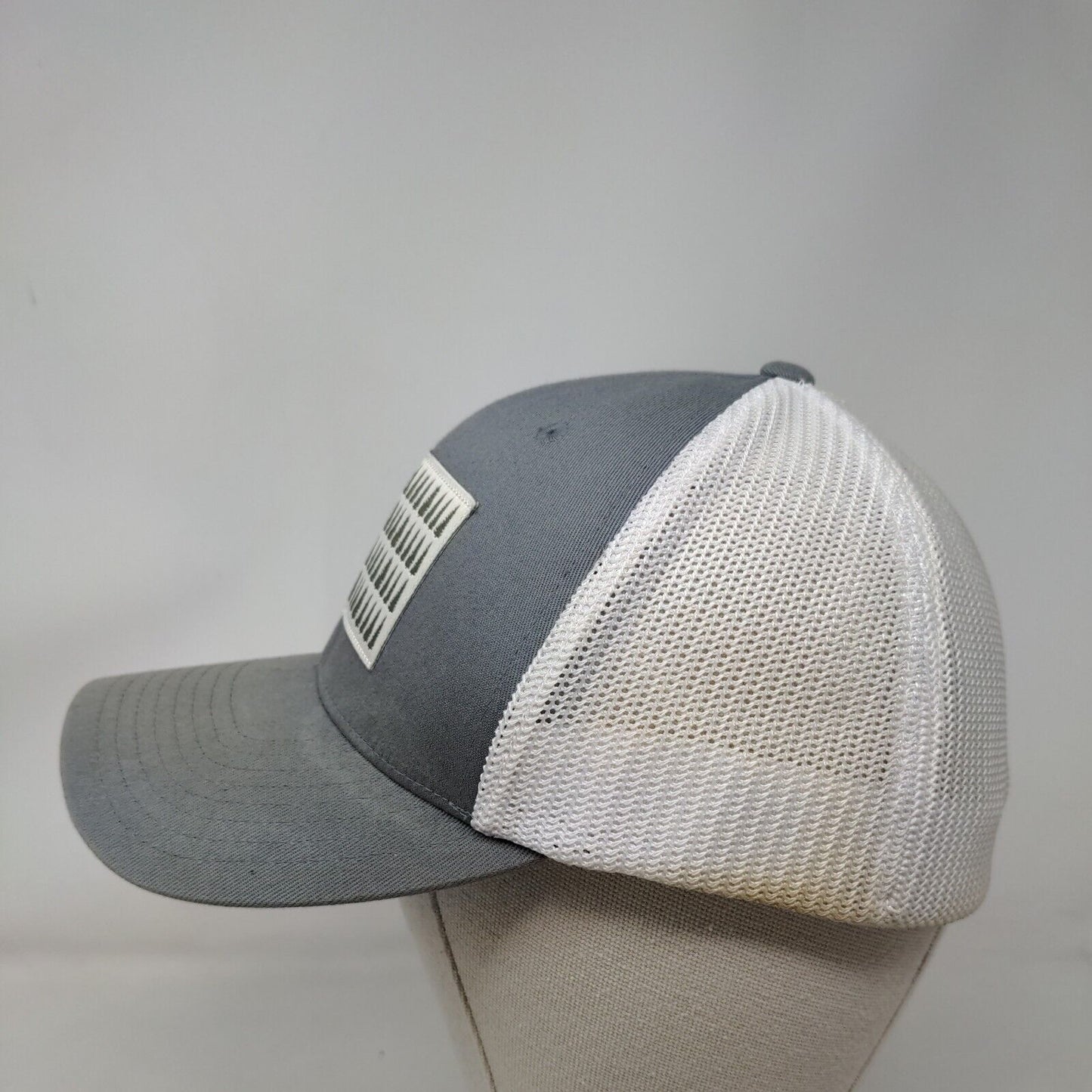 Columbia Fitted Mesh Back Hat Gray White Size S/M Embroidered Tree Flag Logo
