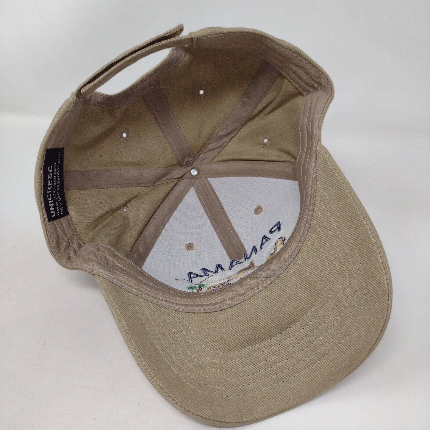 Panama Map Strapback Hat Tan One Size Adjustable Embroidered 6 Panel Unicrese