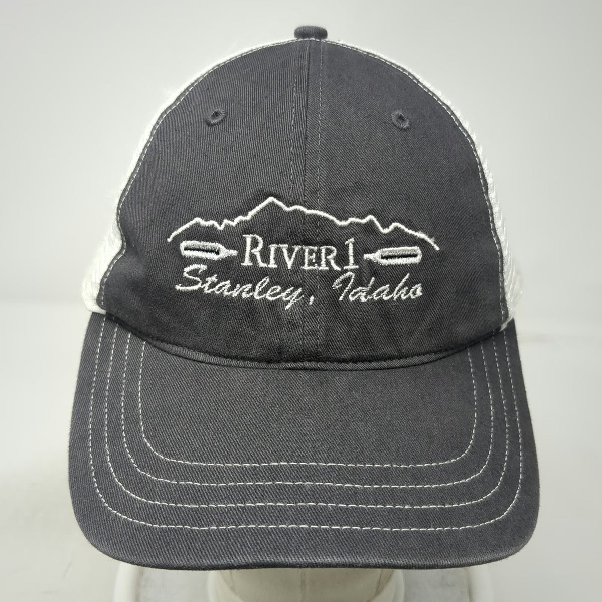 Richardson Trucker Hat Gray OSFM River 1 Stanley Idaho Mountain Oars Snapback
