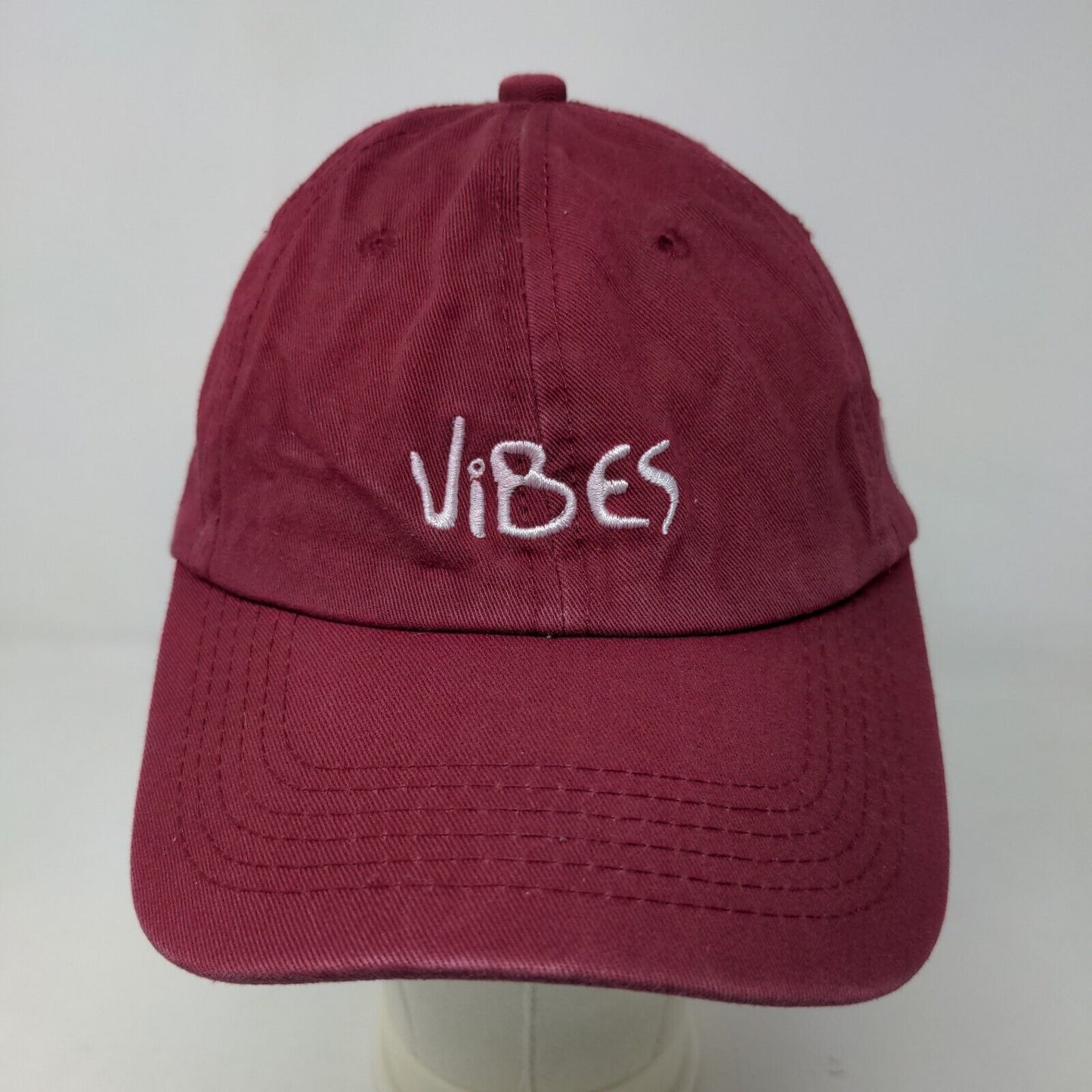 Unbranded Men's Slideback Hat Red Adjustable Embroidered Vibes Logo Cotton