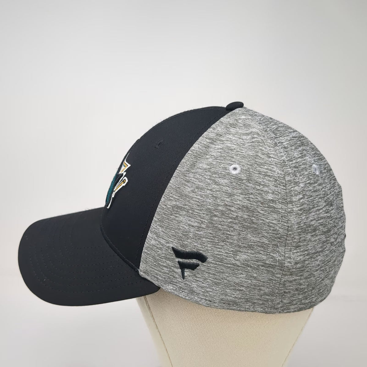 Fanatics San Jose Sharks NHL Hat Baseball Cap Black Gray L Stretch Fit Logo