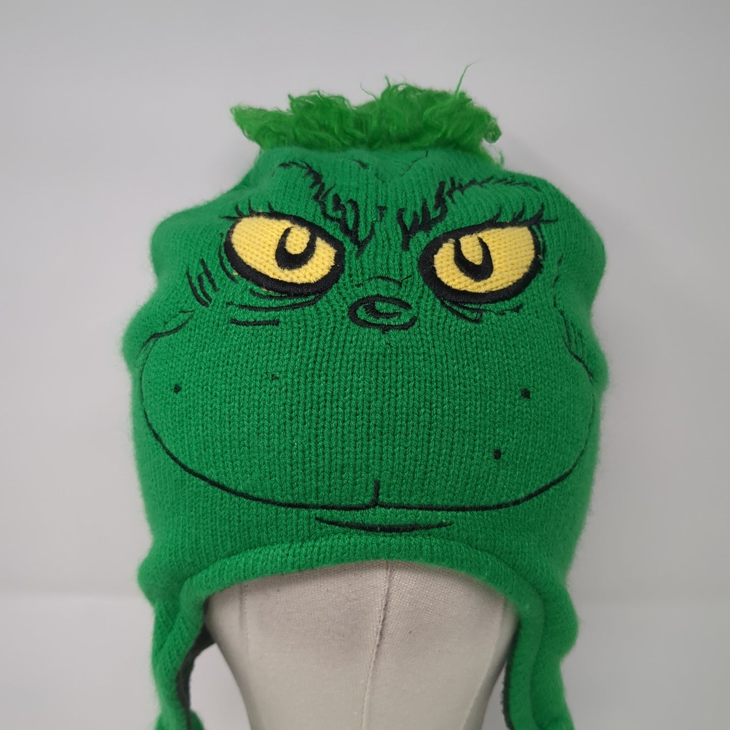Dr. Seuss The Grinch Knit Beanie Hat Green One Size Braided Embroidered