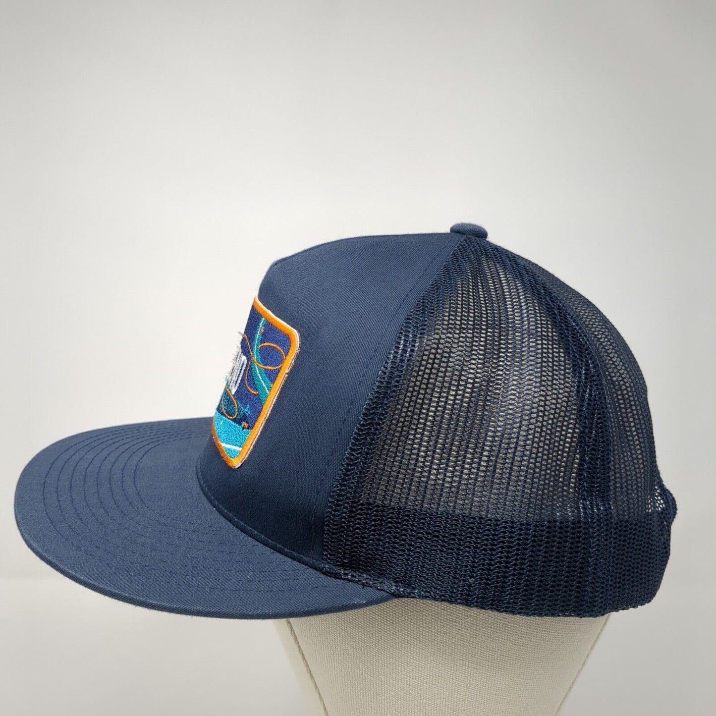 Mend Snapback Mesh Back Trucker Hat Blue One Size Adjustable Yupoong